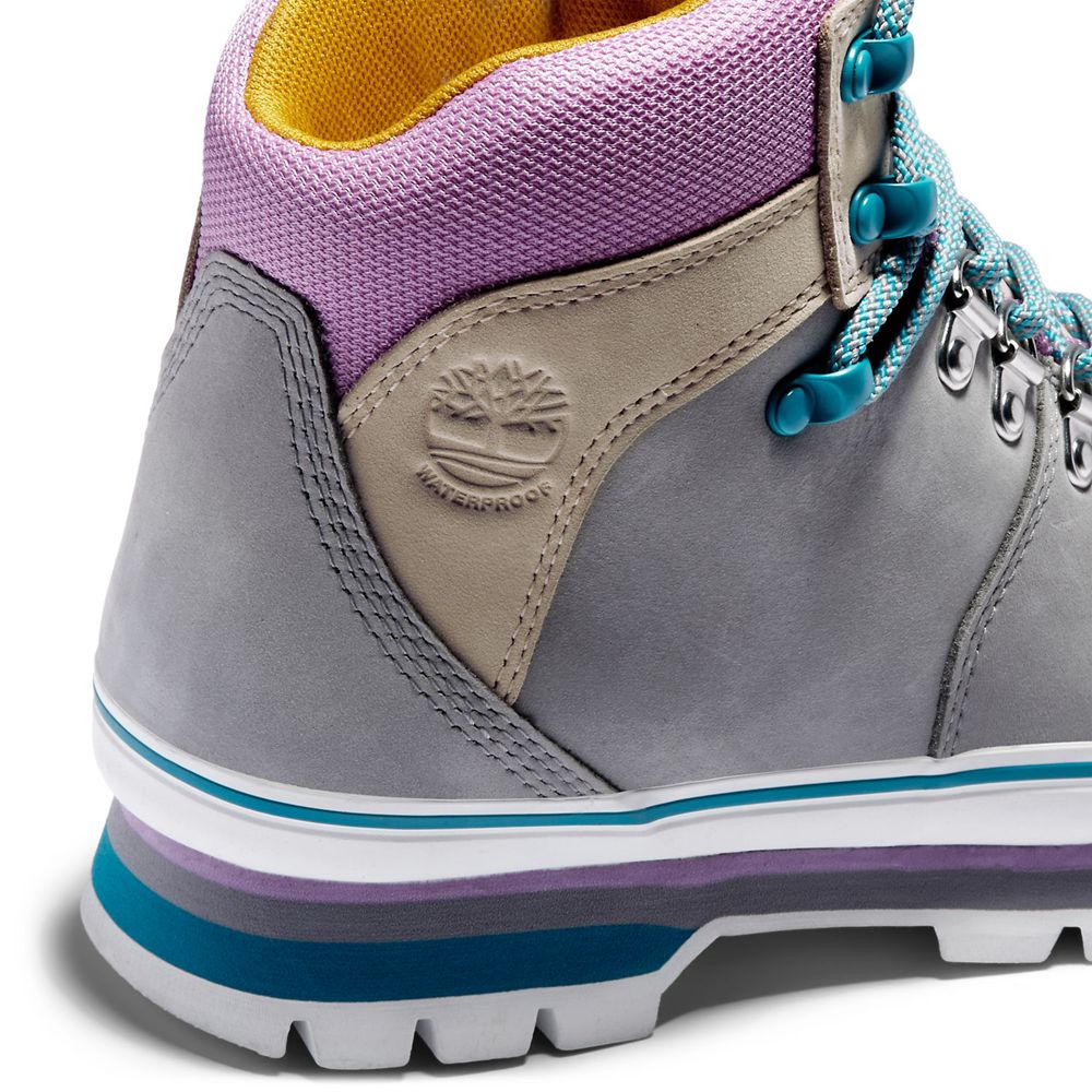 Tênis Feminino - Timberland Euro Hiker Mixed-Media Impermeavel Boots - CVMZE1648 - Cinzentas